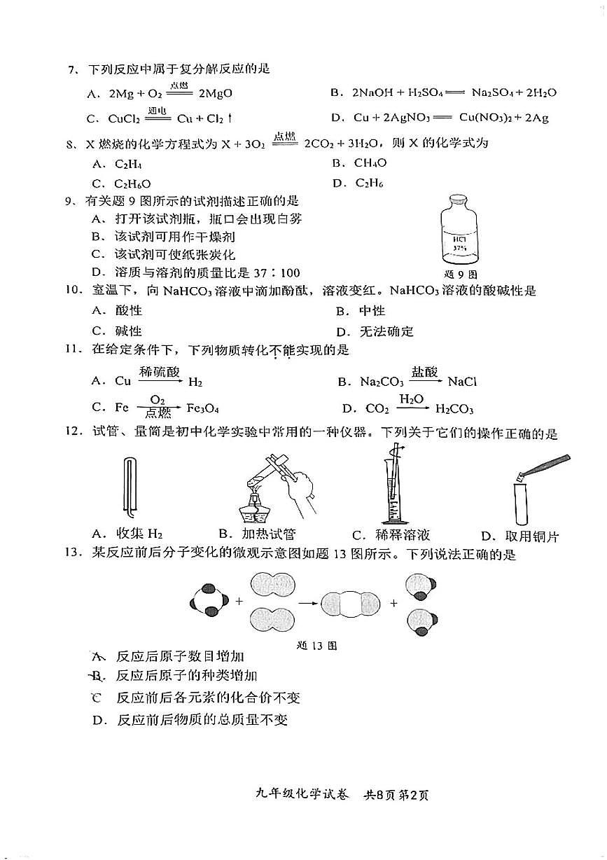 2025年江苏省扬州市树人教育集团中考二模化学试题(中考模拟)第2页