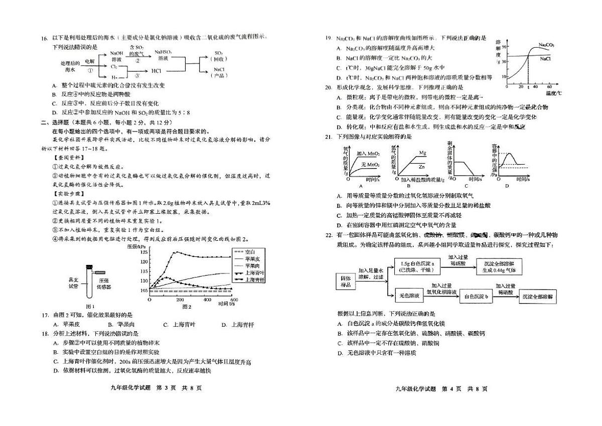 2025年山东省青岛市黄岛区中考二模化学试题(中考模拟)第2页