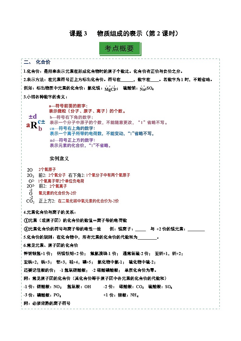课题3 物质组成的表示(分层作业)(第2课时)(原卷版)第1页