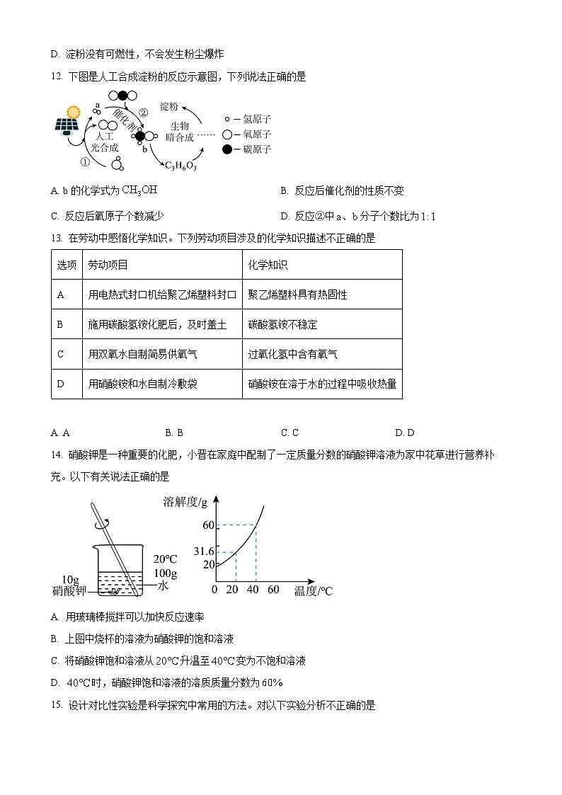 2025年广东省肇庆市地质中学九年级第一次模拟考试化学试题(中考模拟)第3页