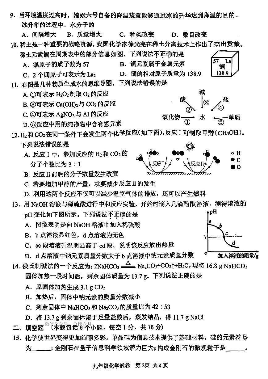 2025年河南省安阳市中考二模化学试题及参考答案第2页