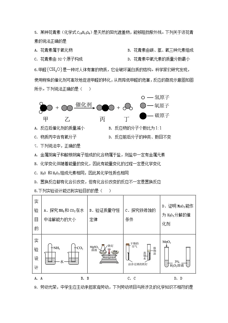 2025年湖北省大冶市城区四校中考第一次模拟考试化学试题(中考模拟)第2页