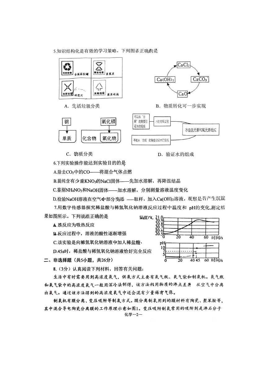 2025年内蒙古自治区赤峰市敖汉旗模拟预测化学试题PDF版含答案 化学1第2页