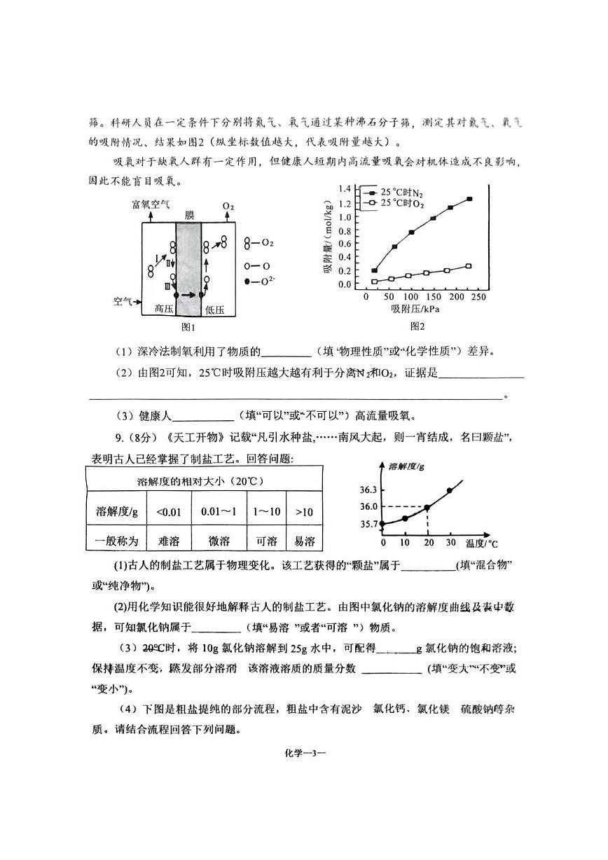 2025年内蒙古自治区赤峰市敖汉旗模拟预测化学试题PDF版含答案 化学1第3页