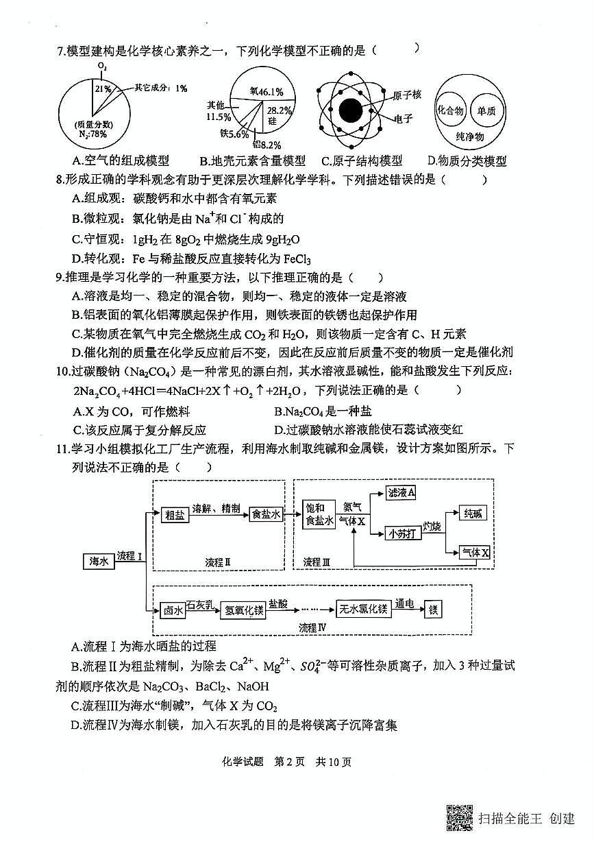 2025年山东省泰安市宁阳县九年级二模考试化学试题第2页