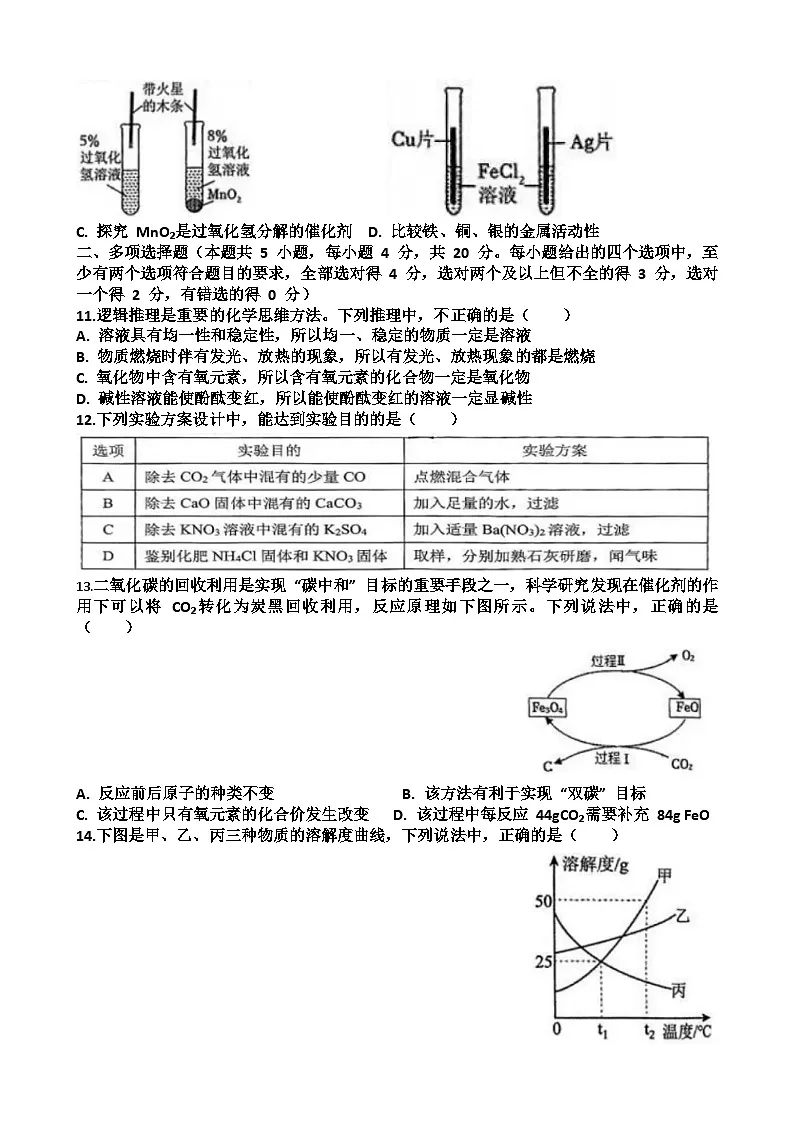 2025年山东省济南市槐荫区中考三模考试化学试题(中考模拟)第3页