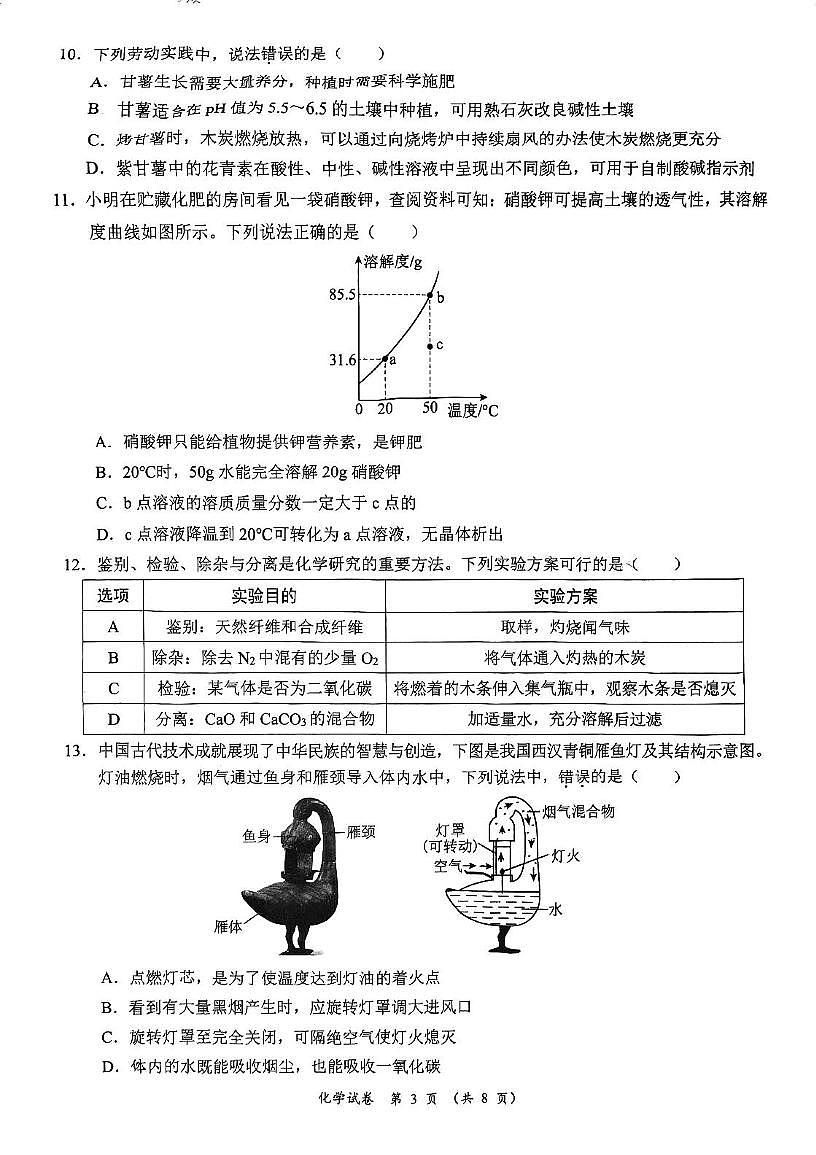 2025年广东省阳江市江城区中考第二次模拟考试化学试题(中考模拟)第3页