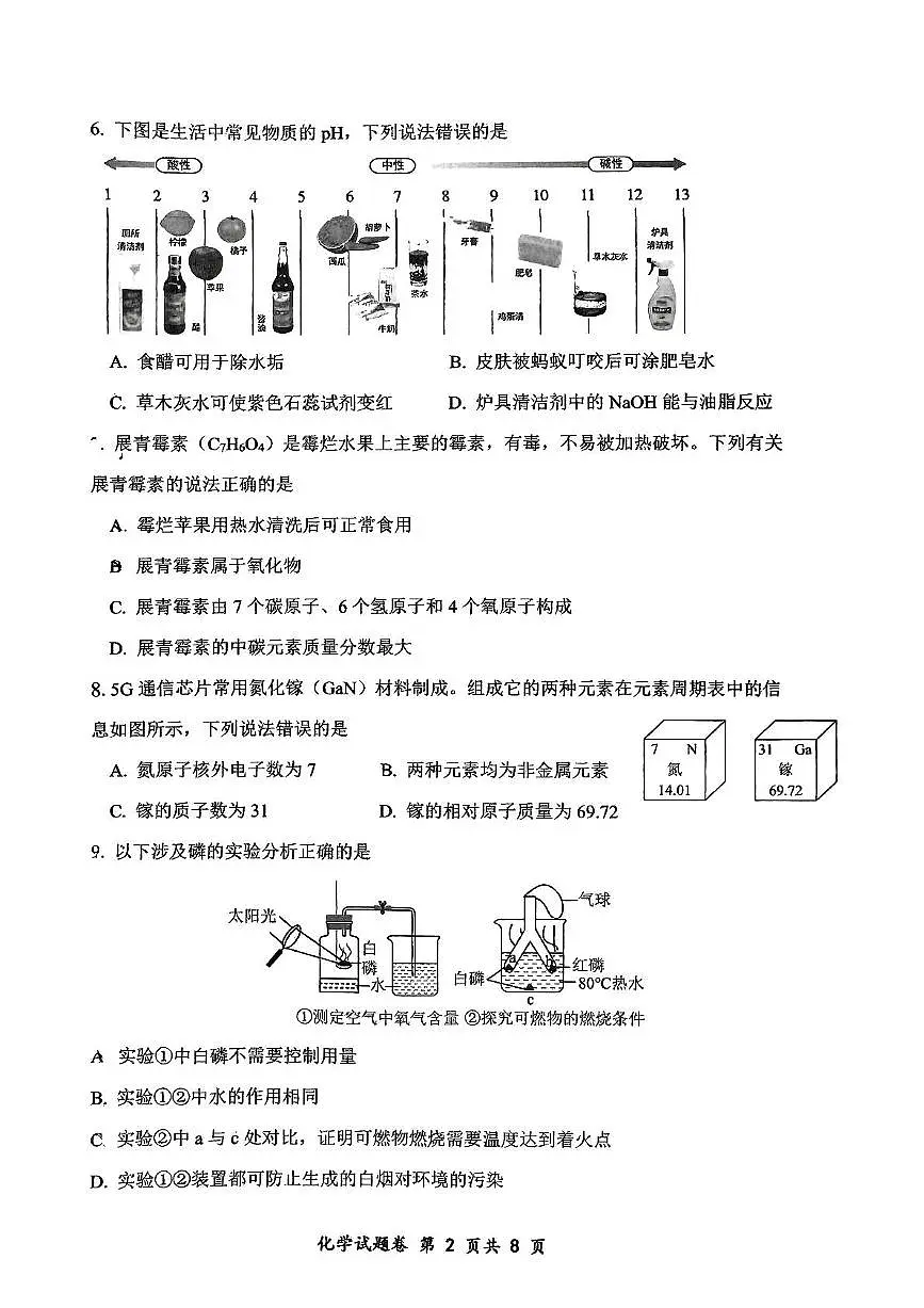 2025年重庆市鲁能巴蜀中学中考三模化学试卷(中考模拟)第2页