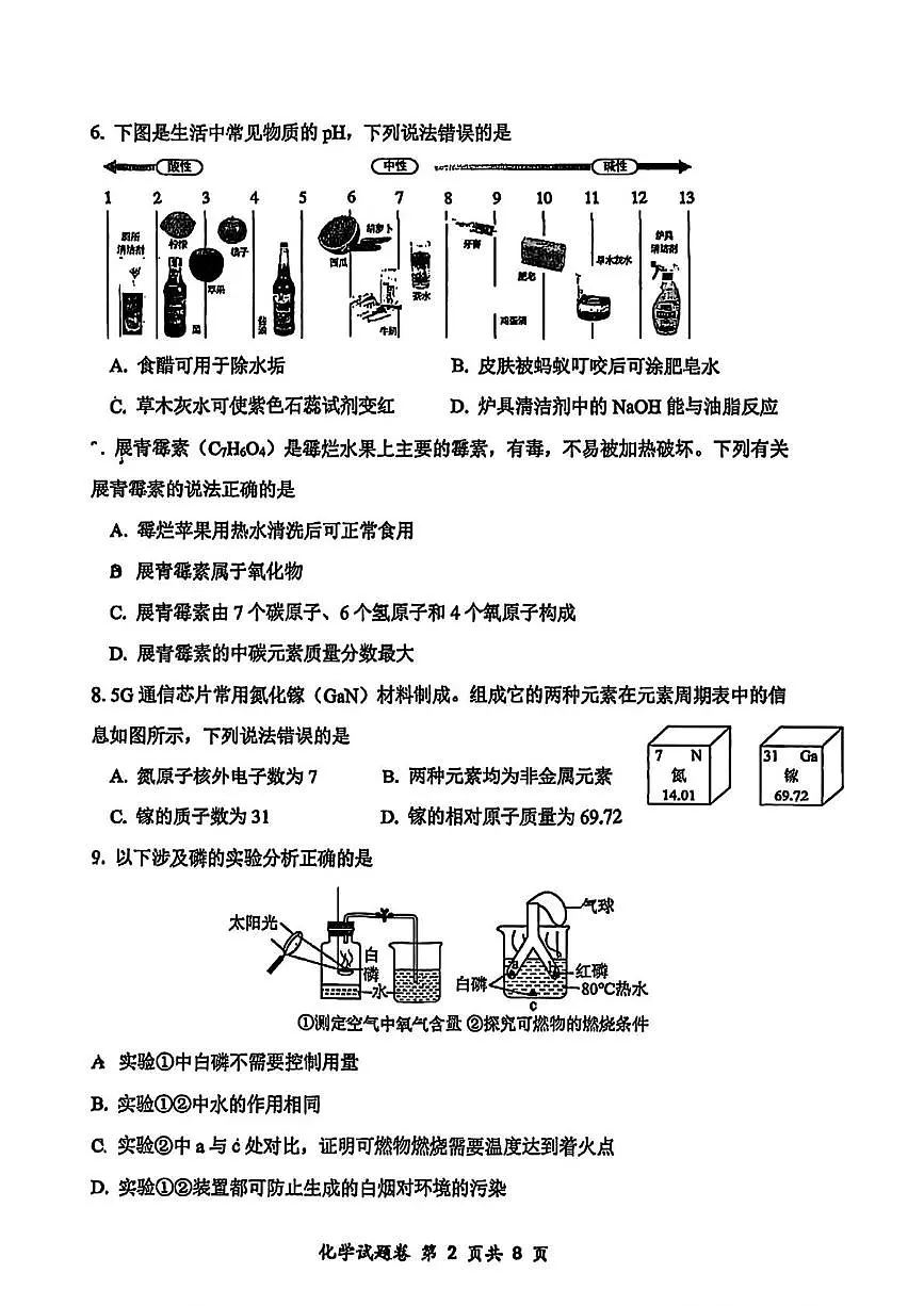 2025年重庆市鲁能巴蜀中学校九年级化学三模试卷(中考模拟)第2页