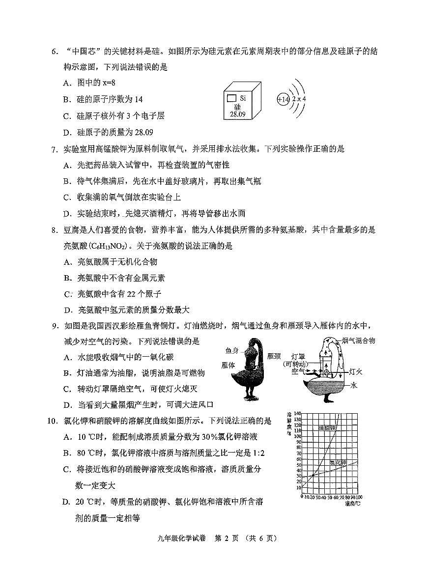 辽宁省锦州市2024-205学年第二学期九年级化学第一次质量检测试卷(PDF,含答案)第2页
