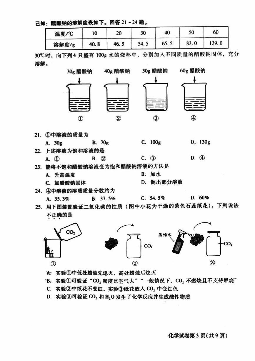 2023北京昌平区初三二模化学试卷(含答案)第3页