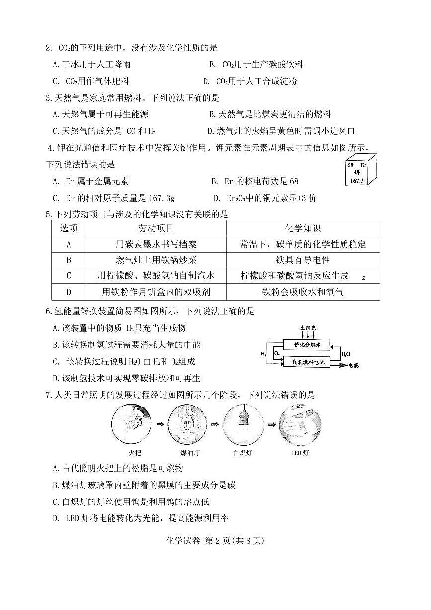 2025年广东省广州市增城区中考二模化学试卷第2页