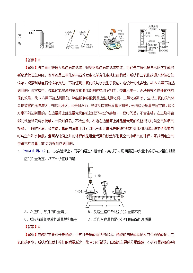 专题08 质量守恒定律与化学方程式(第01期)(教师版)第2页
