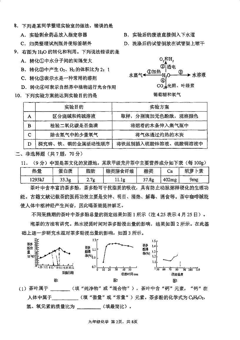 2025年福建省福州市第十九中学(福州第三中学初中部)中考三模化学试题第2页