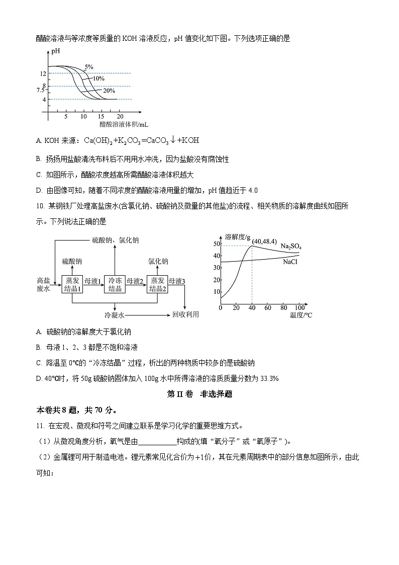 2025年福建省厦门市海沧区北附学校中考模拟化学试卷(中考模拟)第3页