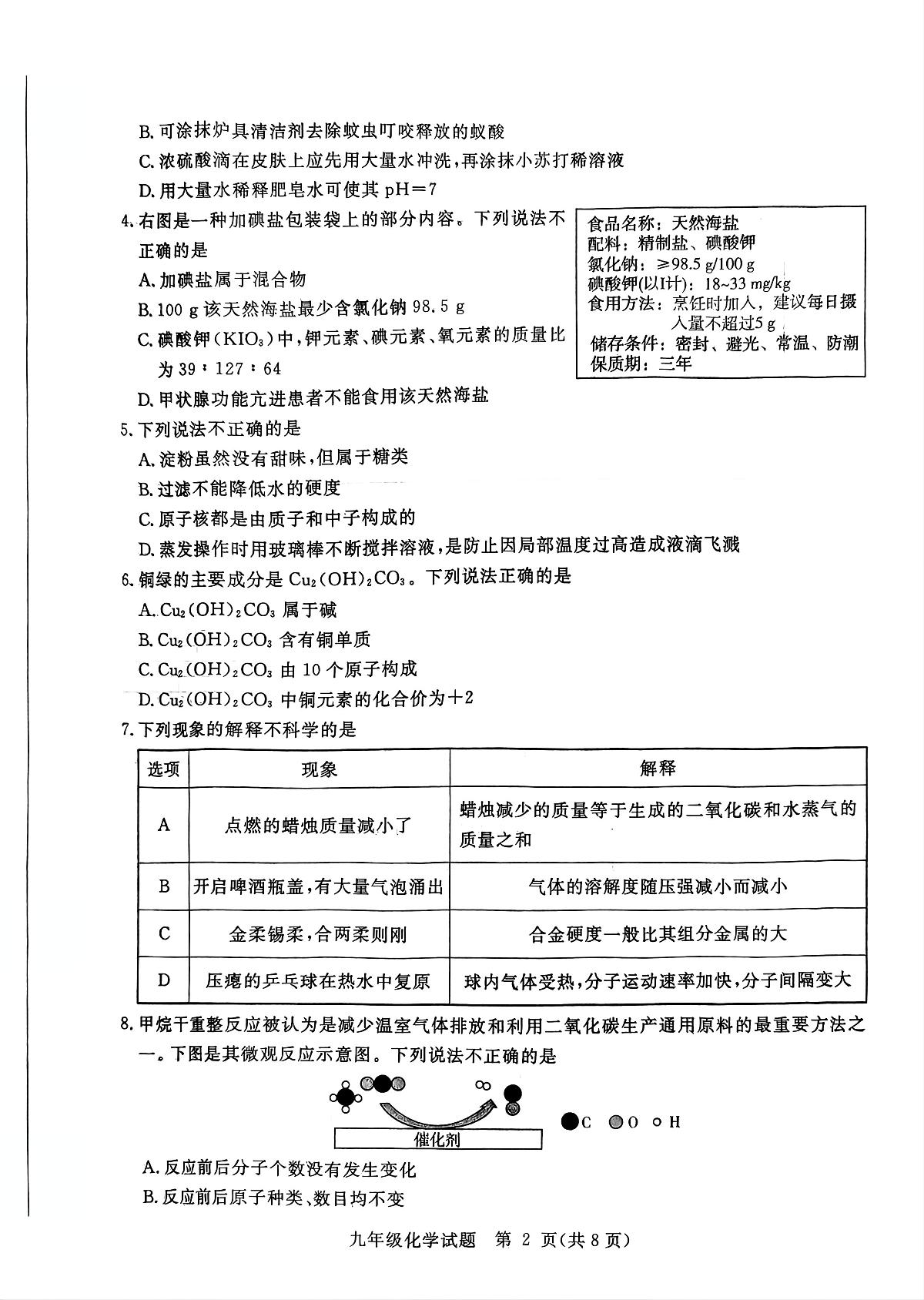 2025年山东省聊城市高唐县二模化学试题第2页