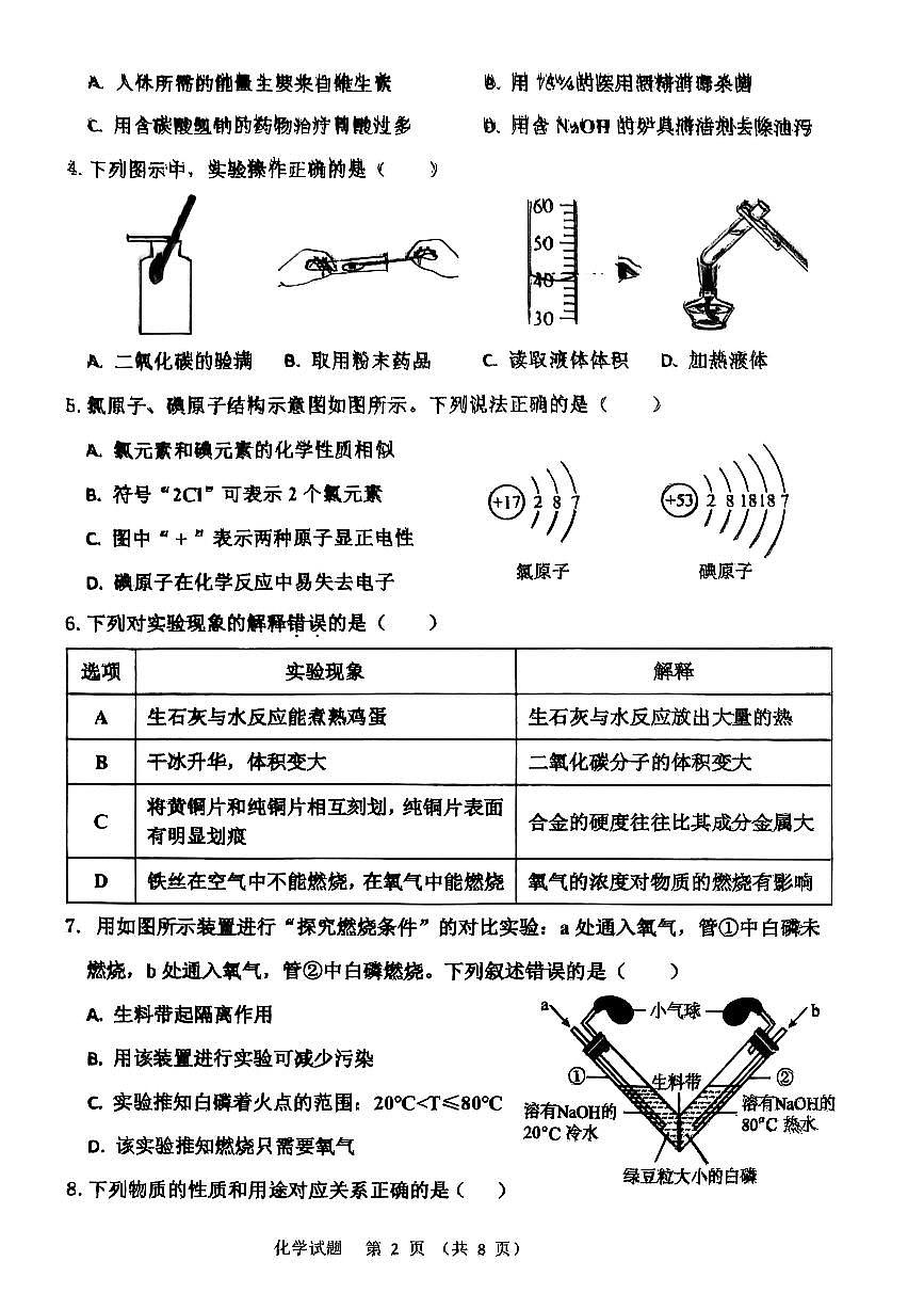 沂南县中考二模化学试题第2页
