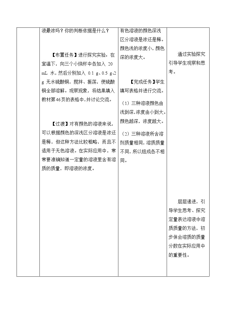 课题3 溶质的质量分数 教学设计第3页