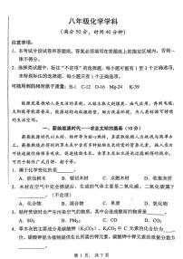 上海市黄浦区2024-2025学年八年级下学期期末模拟考试化学试题(1)
