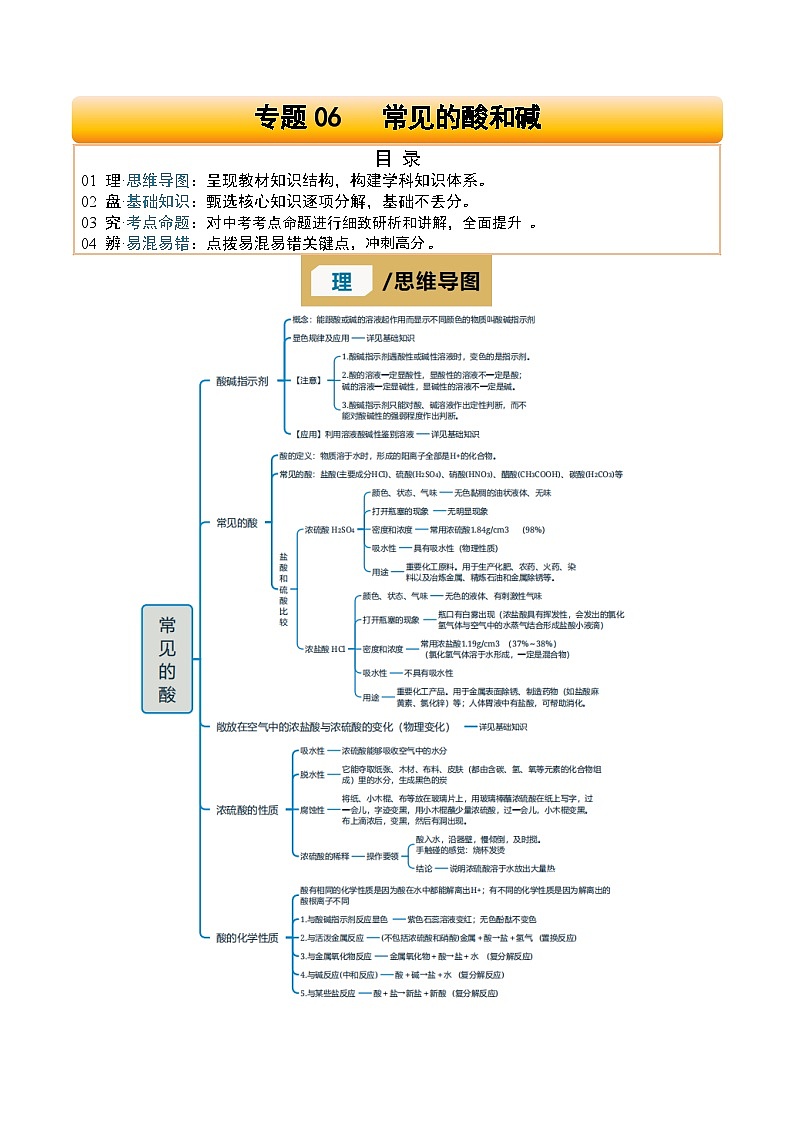 专题06 常见的酸和碱(解析版)第1页