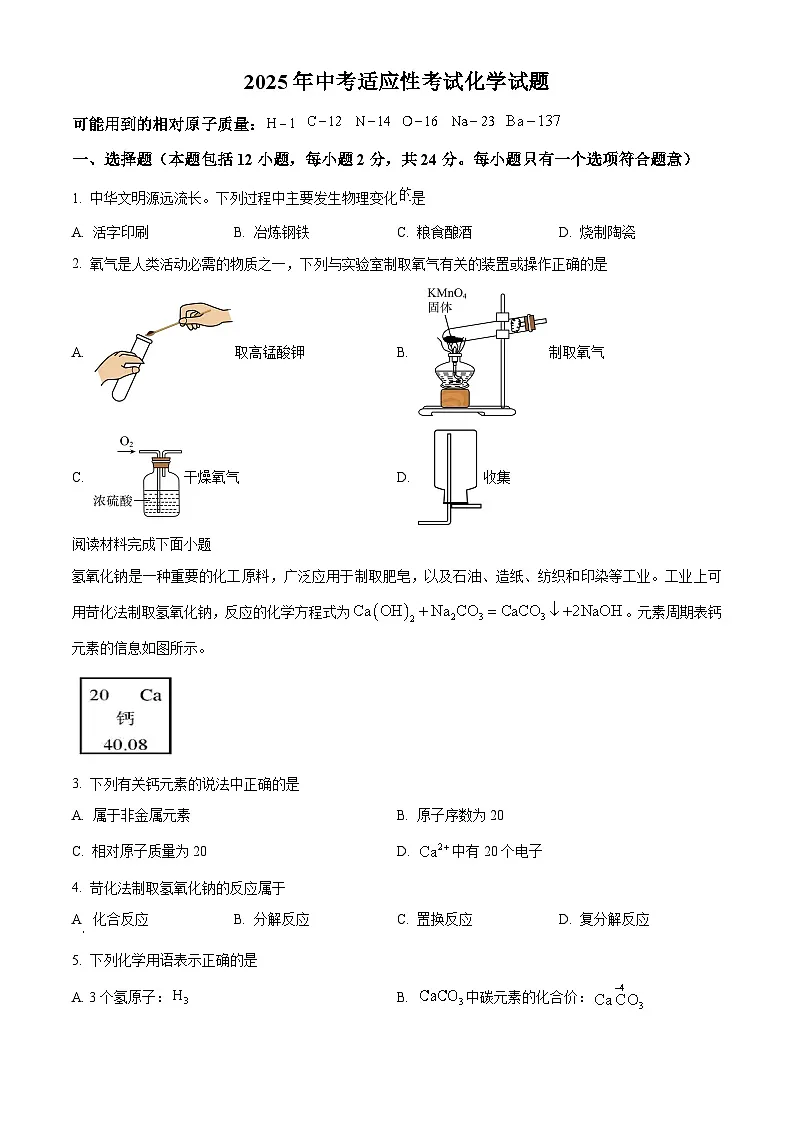 2025年江苏省连云港市东海县实验中学中考二模化学试题(中考模拟)第1页