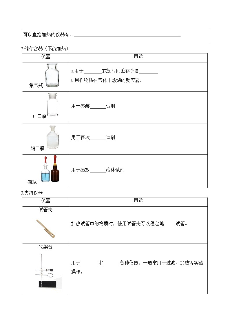 第一單元課題2 化學(xué)實(shí)驗(yàn)與科學(xué)探究(1) 導(dǎo)學(xué)案第2頁(yè)