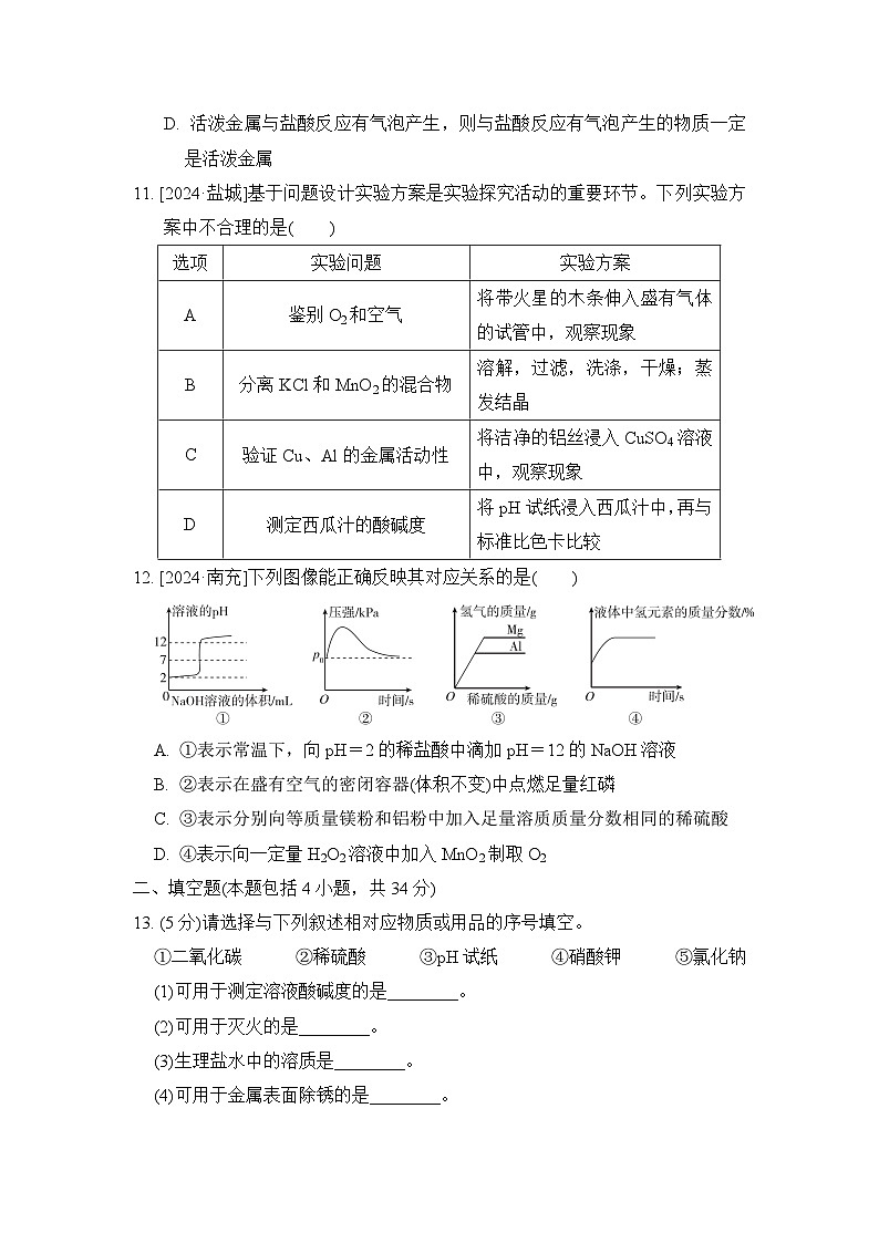 2025年春九年级化学下册 中考综合模拟测试卷(科学版)第3页