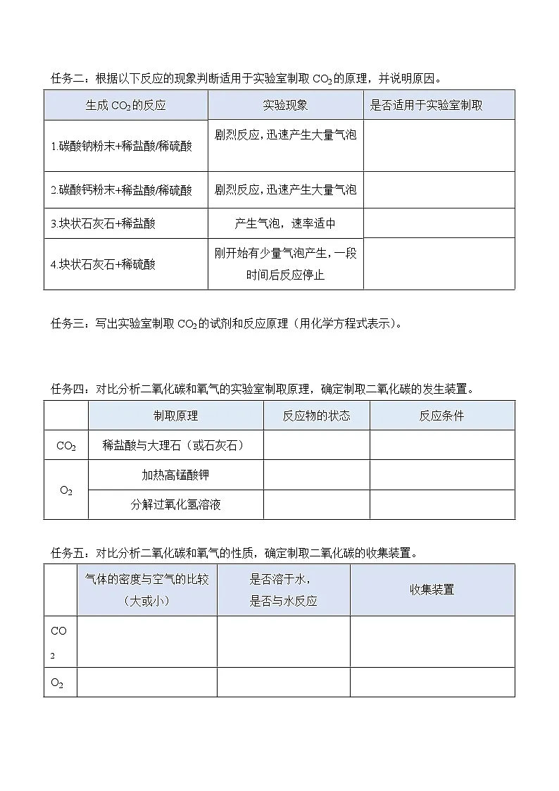 人教版(2024)化学九上 第六单元3.1《二氧化碳的实验室制取》导学案(原卷)第2页