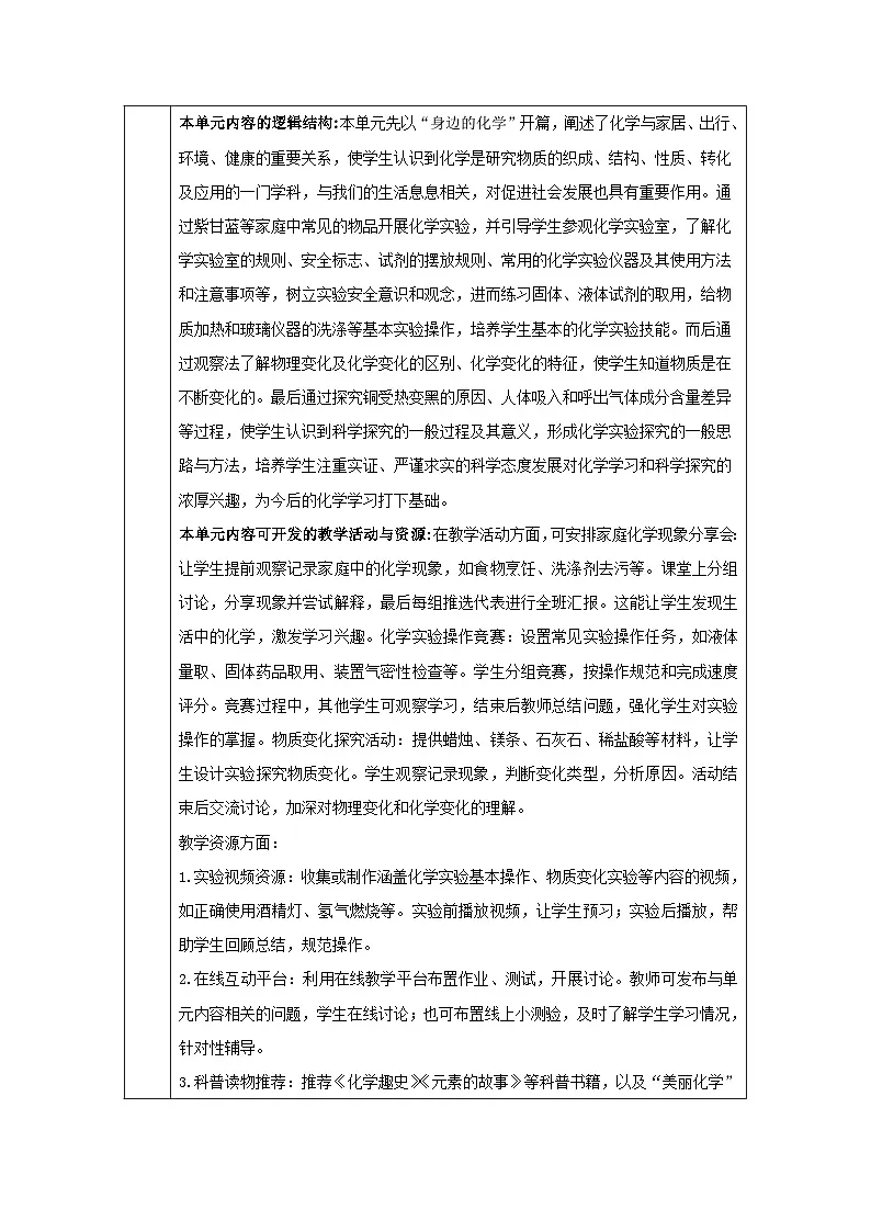 【大单元教学】第1单元 大家都来学化学 大单元教学设计第3页