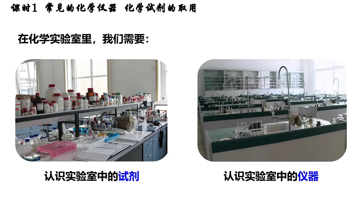 九年级上册化学人教版(2024) 第一单元课题2 化学实验与科学探究课时1 常见的化学仪器 化学试剂的取用-课件第6页