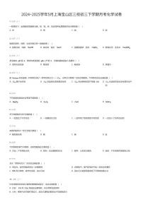 2024~2025学年5月上海宝山区三校初三下学期月考化学试卷（有答案解析）