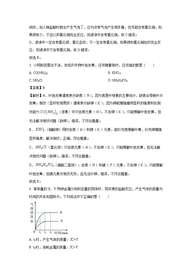 广东省汕头市2024-2025学年九年级下学期期末化学试题(解析版)第2页