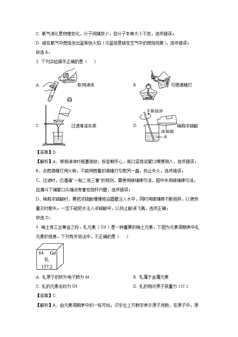 山西省运城市2025年中考一模化学试卷(解析版)第2页