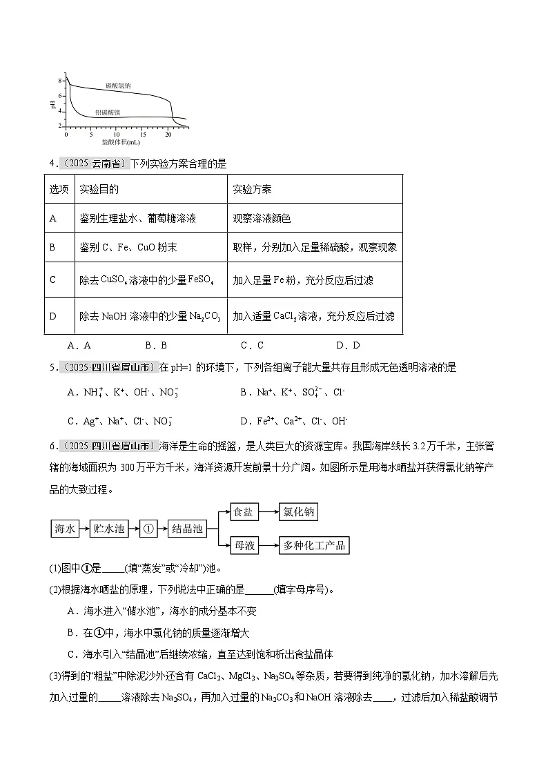 专题14 常见的盐(全国通用)(第01期)(原卷版)【好题汇编】2025年中考化学真题分类汇编(全国通用)第2页