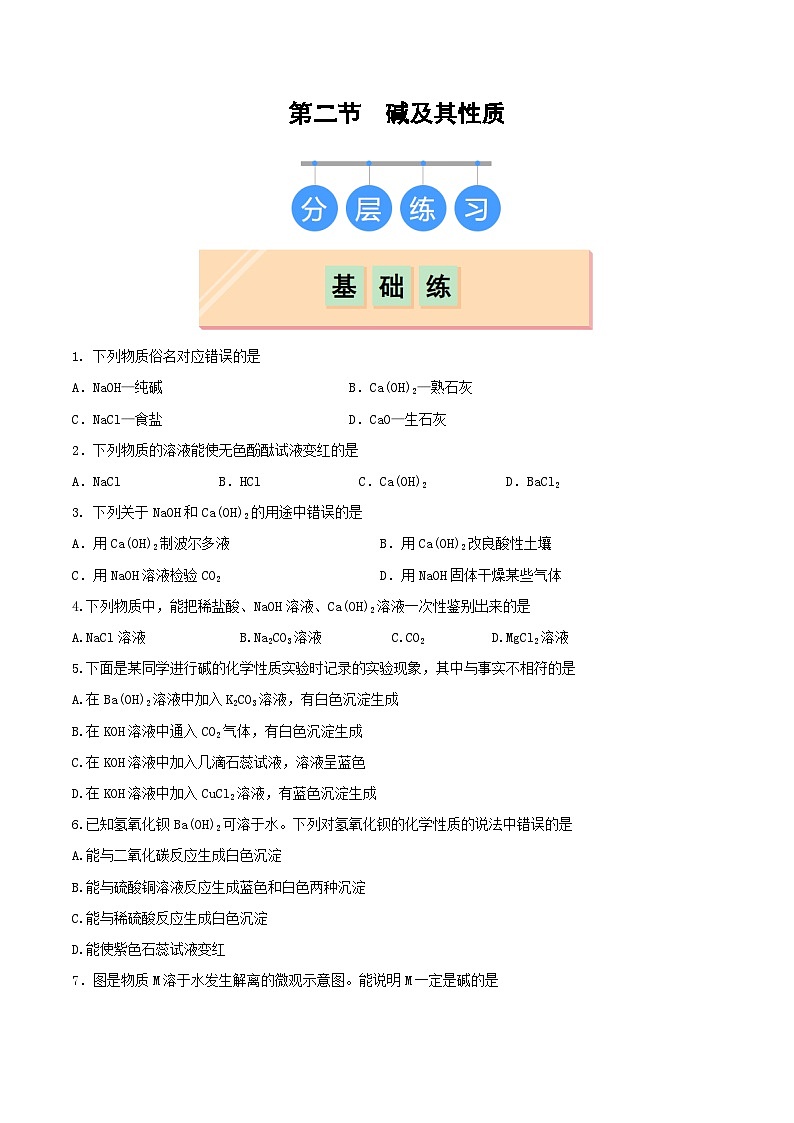 第二节 碱及其性质(分层作业)(原卷版)第1页