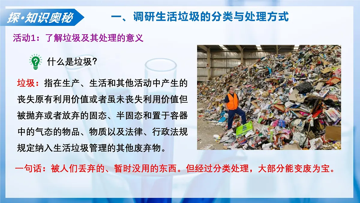 跨学科实践活动 生活垃圾的分类与回收利用(教学课件)化学沪科版五四学制2024八年级全一册第7页