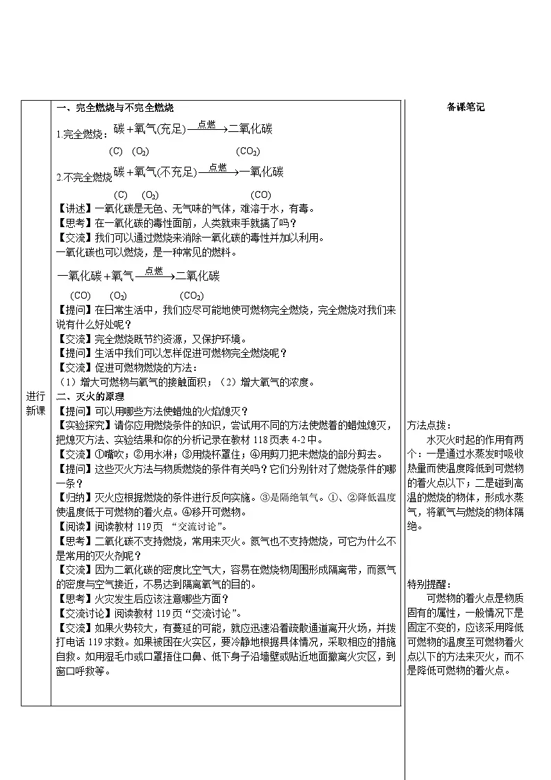 第2课时 完全燃烧与不完全燃烧、防火与灭火第2页