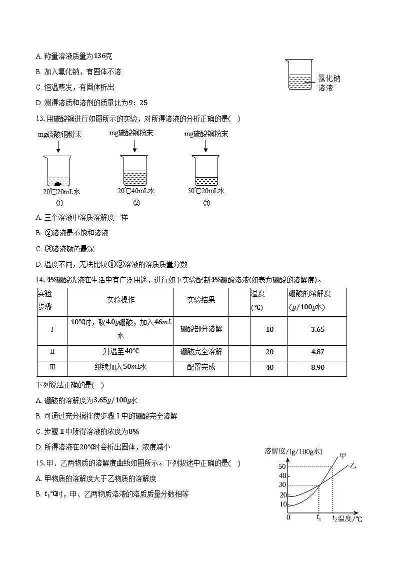 2025-2026学年上海市建平实验中学九年级(上)第一次月考化学试卷(含答案)第3页