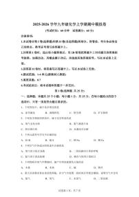 九年级化学上册期中模拟试题（北京专用 新教材人教版）含答案