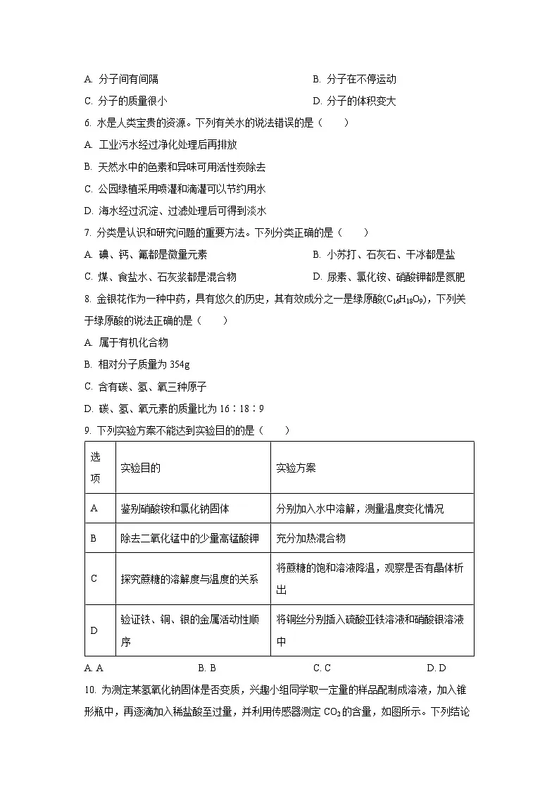 河北省邯郸市2025年中考最后模拟考试化学试题(学生版)第2页