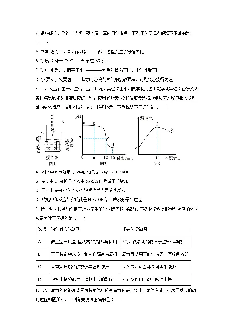 山东省济南市商河县2025年中考一模化学试题(学生版)第3页