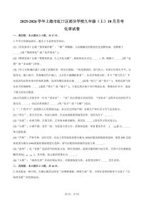 2025-2026学年上海市虹口区部分学校九年级（上）月考化学试卷（10月份）（含答案）