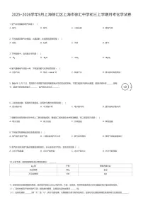 2025~2026学年9月上海徐汇区上海市徐汇中学初三上学期月考化学试卷（有答案解析）