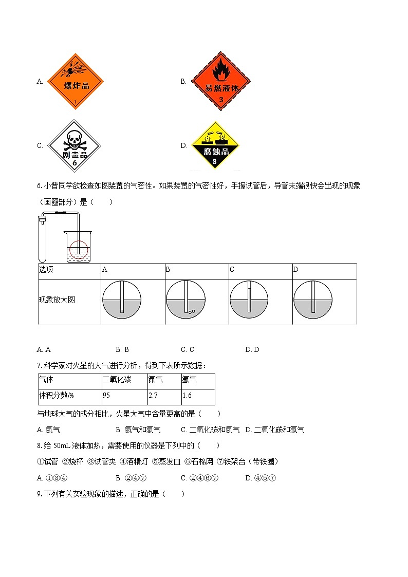 2025-2026学年山西省太原市师范学院附属学校九年级(上)第一次月考化学试卷-自定义类型第2页
