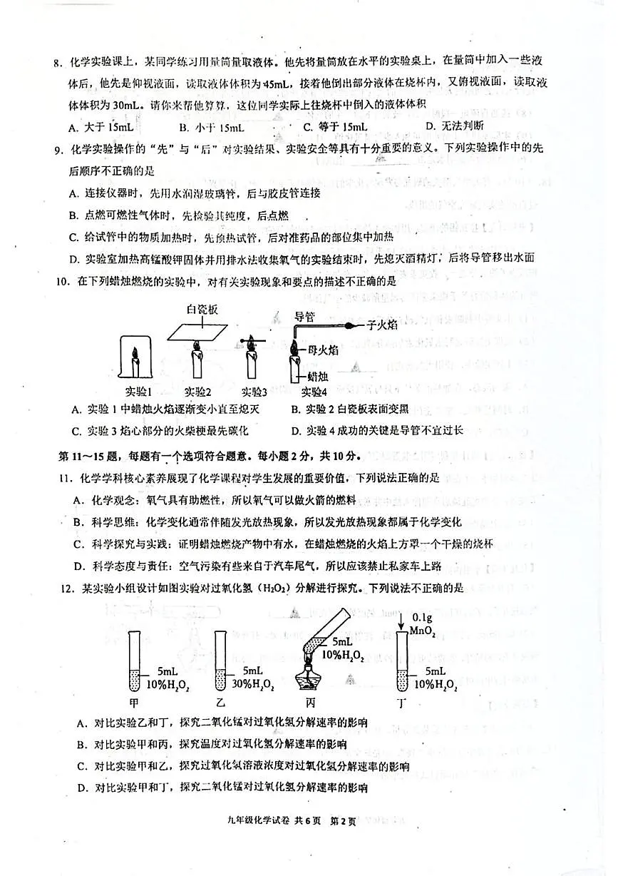 2025-2026学年江苏省泰州市兴化市九年级(上)月考化学试卷(10月份)第2页
