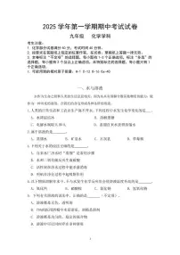 上海市崇明区九校2025-2026学年九年级上学期期中联考化学试题