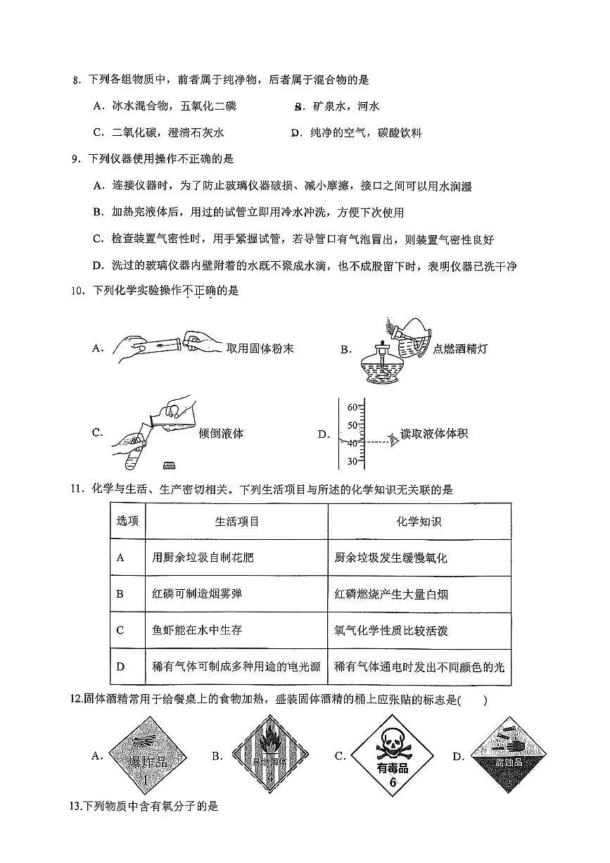 山东省日照市东港区献唐中学2025-2026学年八年级上学期期中考试化学试卷第2页