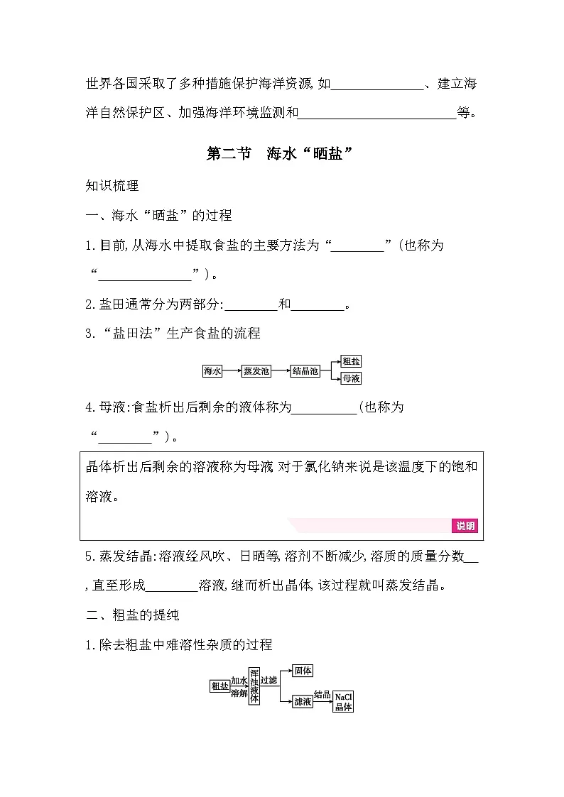 第三单元海洋化学资源的利用 知识清单(含答案)初中化学鲁教版(五四制)(2024)九年级全一册第3页