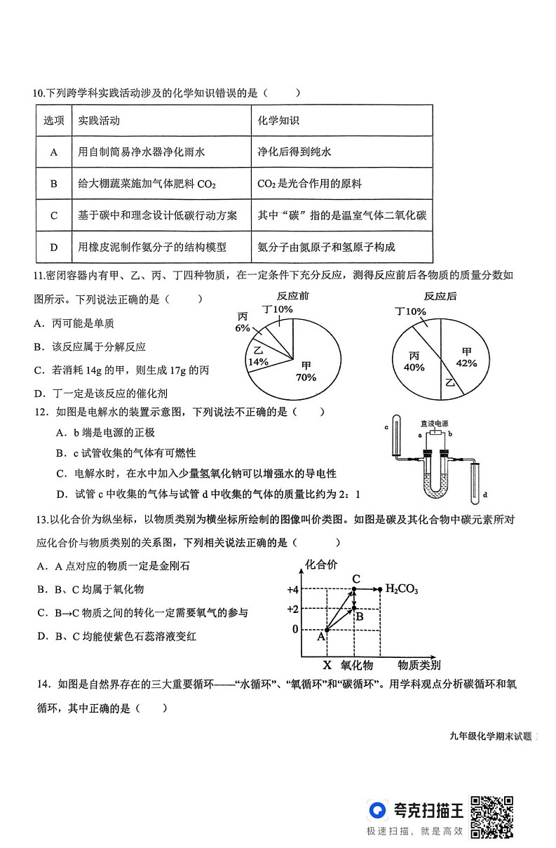 山东省德州市平原县2024-2025学年九年级上学期1月期末考试化学试题第3页