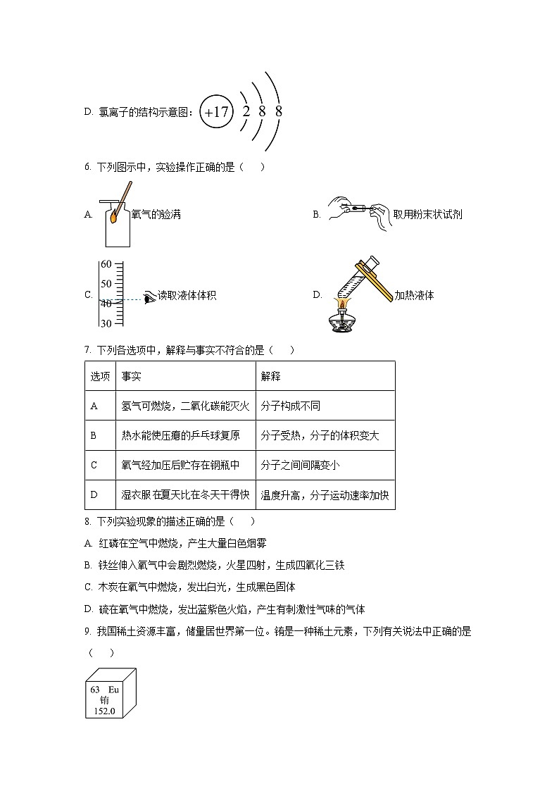 天津市东丽区华新共同体2025-2026学年九年级上学期期中考试化学试卷(学生版)第2页